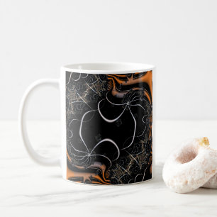 Mug Voici Halloween Art fractal noir et orange