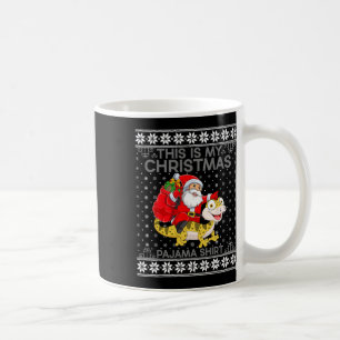 Mug Voici Mon Pyjamas De Noël Père Noël Riding Lizard 