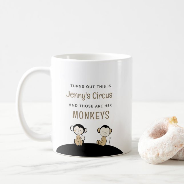 Mug Voici [Nom] Cirque Ce Sont Mes Singes (Avec donut)