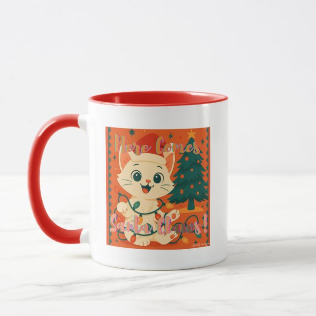 Mug Voici Santa Claws! Chat mignon et drôle (Gauche)