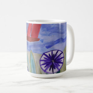 Mug Voiles et fleurs rouges