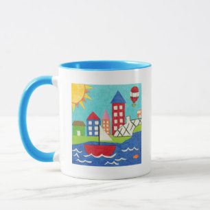 Mug Voilier et ballon à air chaud avec le paysage