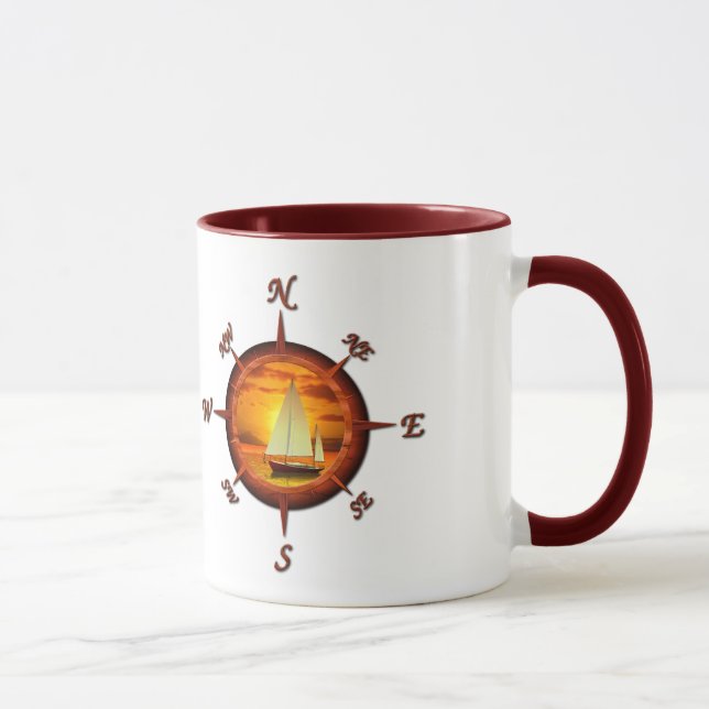 Mug Voilier et rose des vents (Droite)