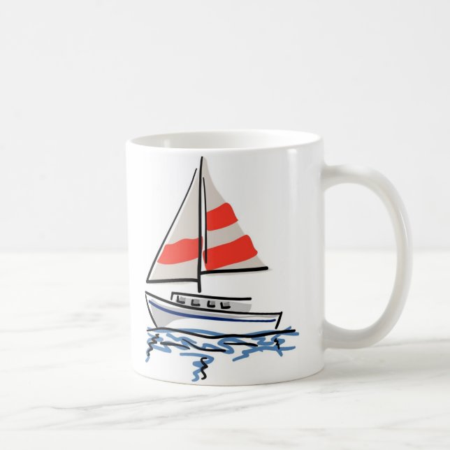Mug Voilier Tropical Stylisé (Droite)