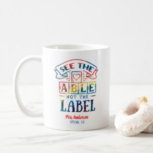 Mug Voir Able Not the Étiquette Autism enseignant