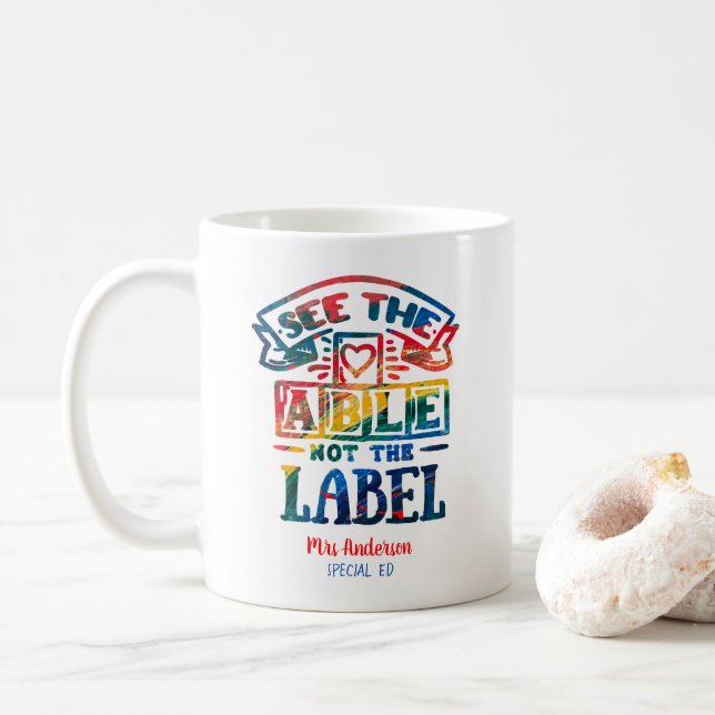 Mug Voir Able Not the Étiquette Autism enseignant (Avec donut)
