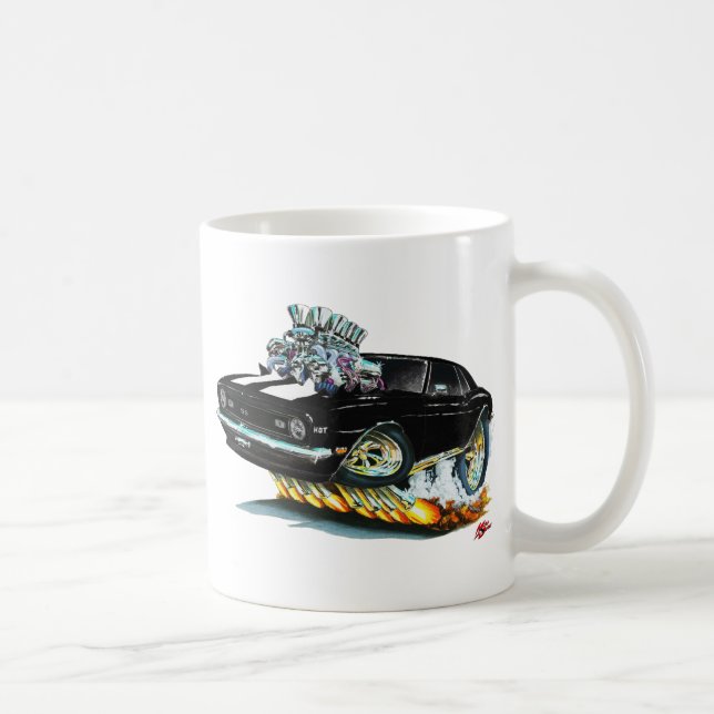 Mug Voiture 1968 Noir-Blanche de Camaro solides (Droite)