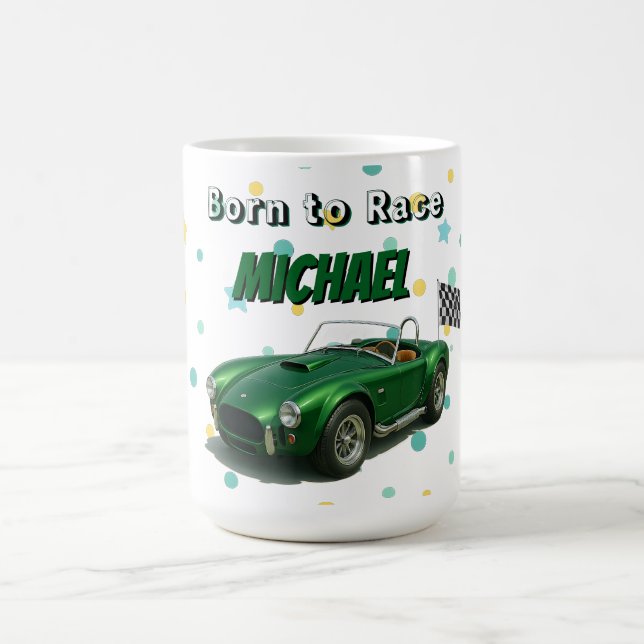 Mug Voiture de course verte de fête d'anniversaire 10  (Centre)