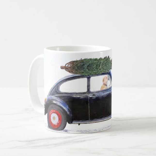 Mug Voiture de Noël avec chien (Devant gauche)