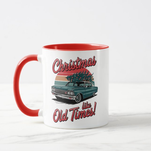 Mug Voiture de Noël Rétro – Fêtes d'Antan (Gauche)