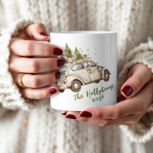 Voiture de Noël Vintage Cosy Personnalisée Famille