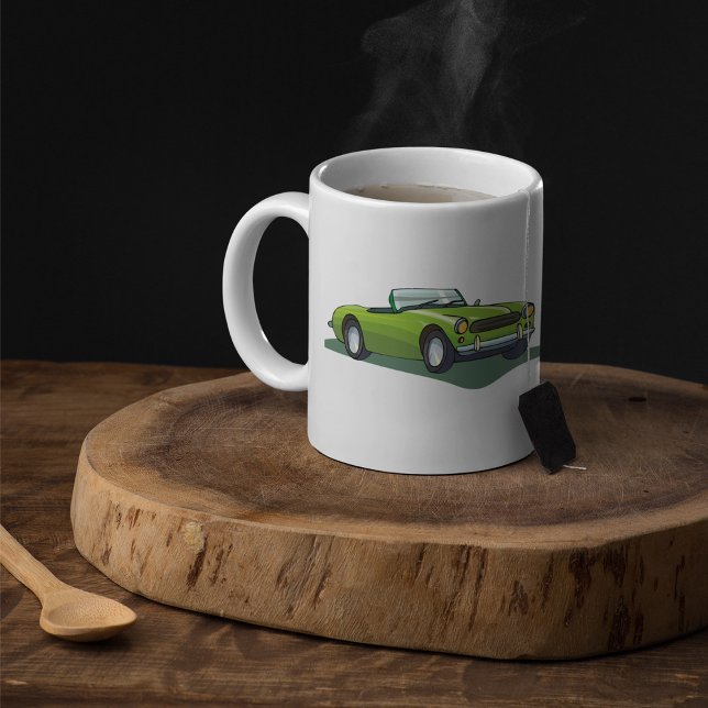 Mug Voiture de sport décapotable vert citron rétro (Créateur téléchargé)
