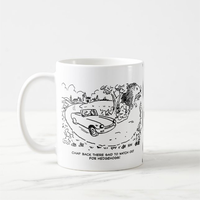 Mug Voiture de sport en campagne avec Hérisson (Gauche)