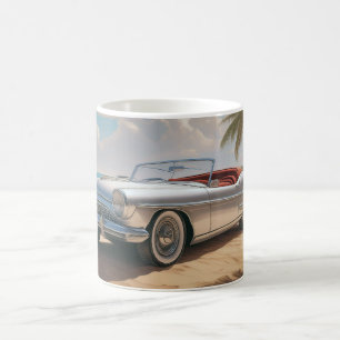 Mug Voiture de sport vintage sur une plage tropicale