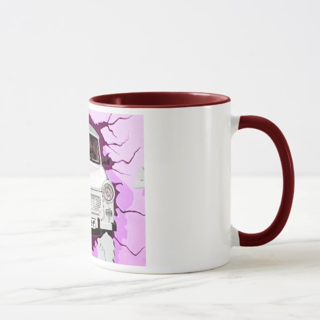 Mug Voiture de Trabant et mur de Berlin Rose/lilas (Droite)