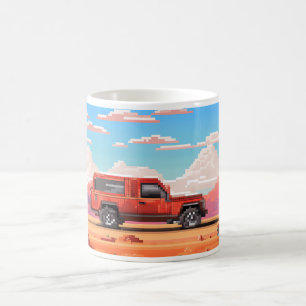 Mug Voiture en pixel art dans le désert