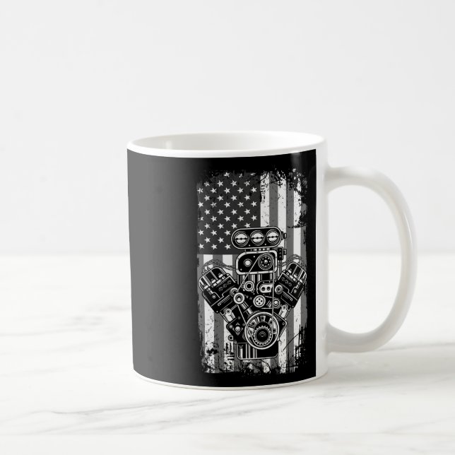 Mug Voiture Musclée Vintage Piston Drapeau Américain D (Droite)