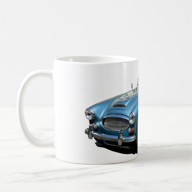 Mug Voiture sport Austin Healey 3000 bleu et blanc (Gauche)
