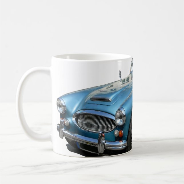 Mug Voiture sportive Austin Healey 3000 Bleu et blanc (Gauche)