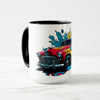 Mug Voiture vintage avec éclaboussures de peinture rou