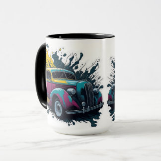 Mug Voiture vintage avec taches de peinture