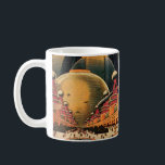 Mug Voiture volant vintage de science fiction futurist<br><div class="desc">illustration vintage image de science-fiction voyage et transport avec un livre classique retro sci fi milieu urbain avec une ville de l'avenir. Les bâtiments architecturaux sont en forme de cônes et les véhicules volent dans le ciel comme des oiseaux tandis que la foule se déplace à travers la métropole.</div>