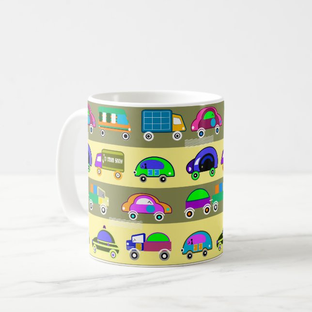 Mug Voitures colorées lumineuses pour garçons  (Devant gauche)