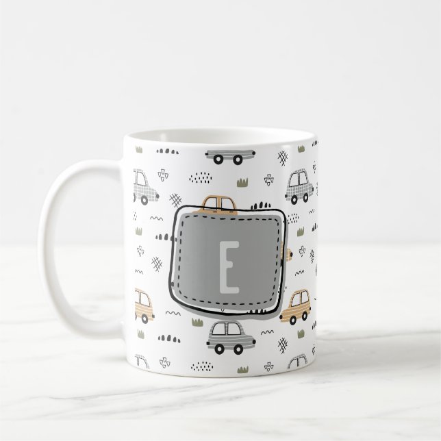 Mug Voitures de dessin animé mignonnes Monogramme pers (Gauche)