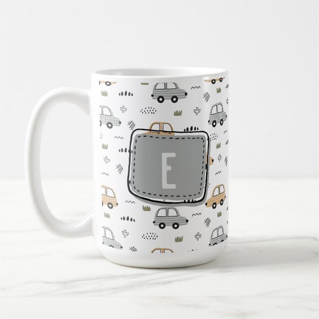 Mug Voitures de dessin animé mignonnes Monogramme pers (Gauche)