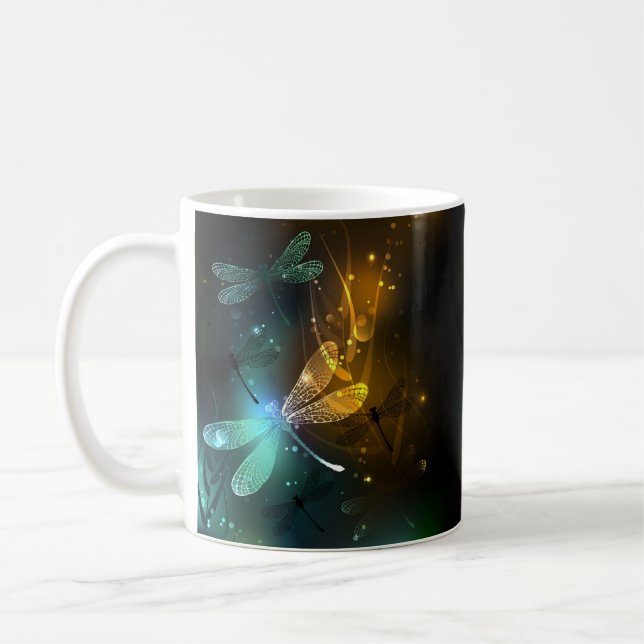 Mug Vol de libellule verte lumineuse (Gauche)