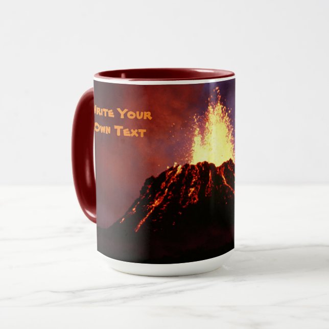 Mug Volcan actif - Écrivez votre propre texte (Devant gauche)