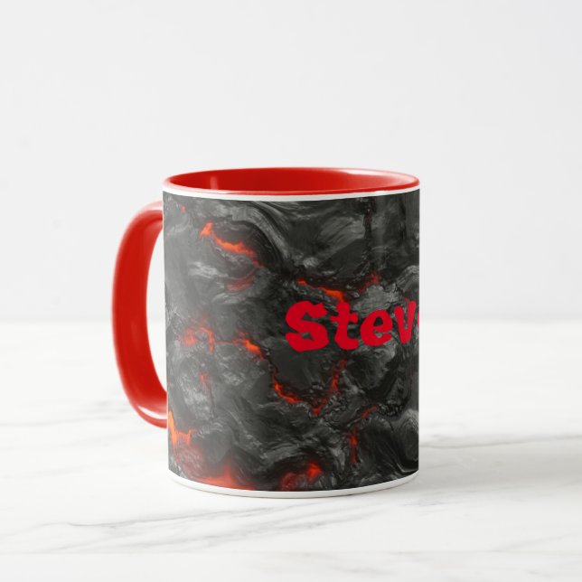 Mug Volcan de lave molle noir et rouge (Devant gauche)