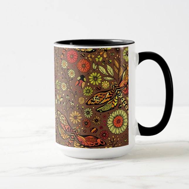 Mug Voler, voler libellule sur la cannelle brun (Droite)