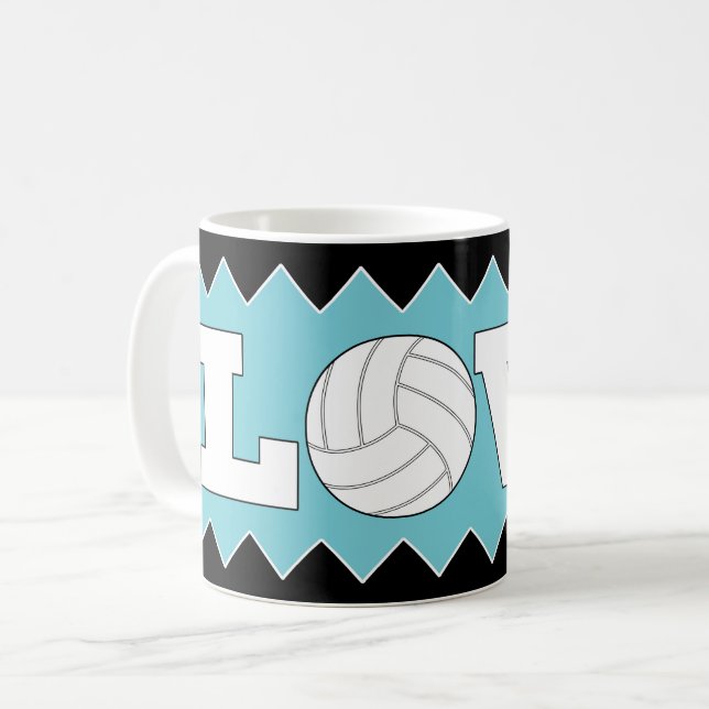 Mug Volleyball AMOUR Personnalisé Couleur amusant café (Devant gauche)