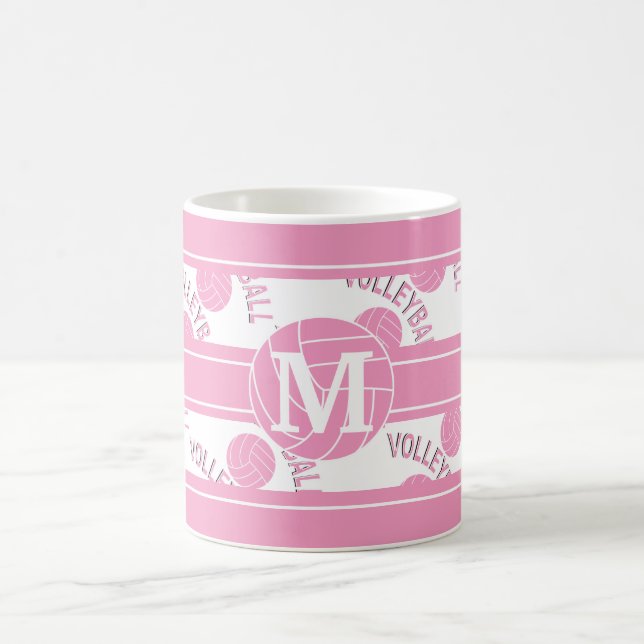 Mug Volleyball rose de monogramme (Centre)