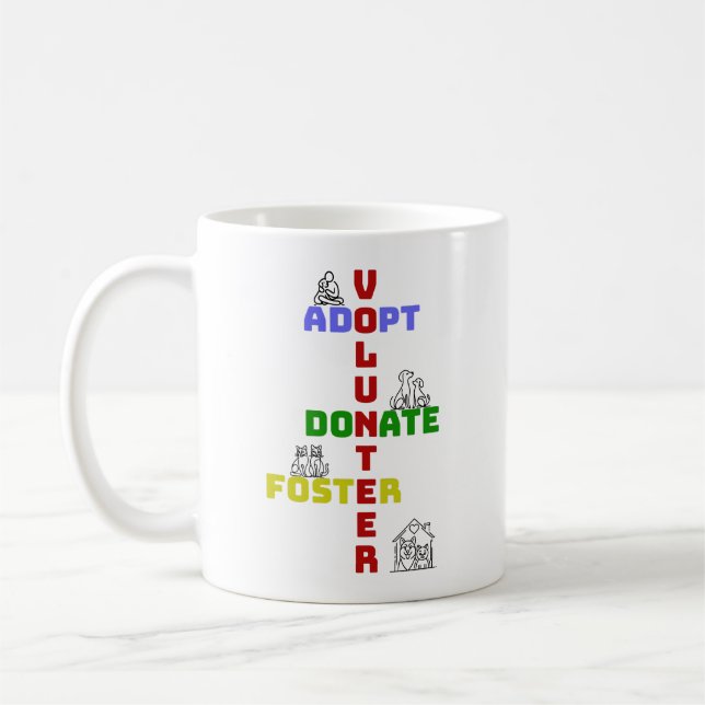 Mug Volunteer Adopt Donate Foster Animal Rescue (Gauche)