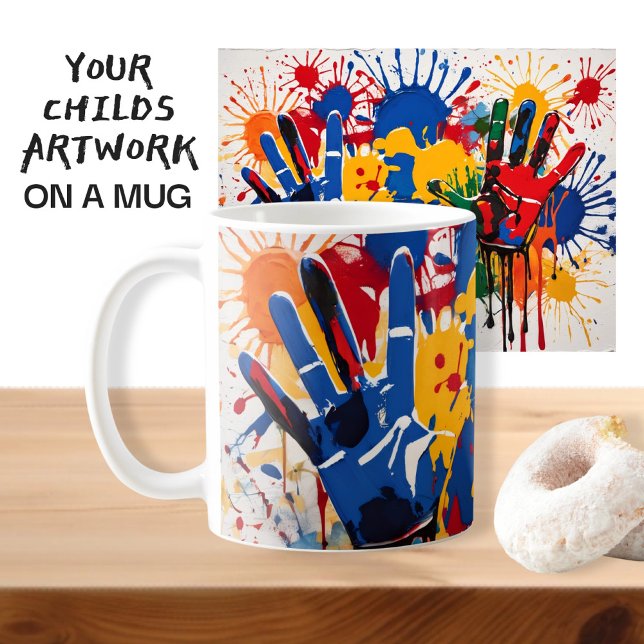 Mug Vos Enfants Oeuvre D'Art Une Sorte Personnalisée (Your Childs Artwork One Of A Kind Personalized mug by Ricaso . Add your children's art to a mug)