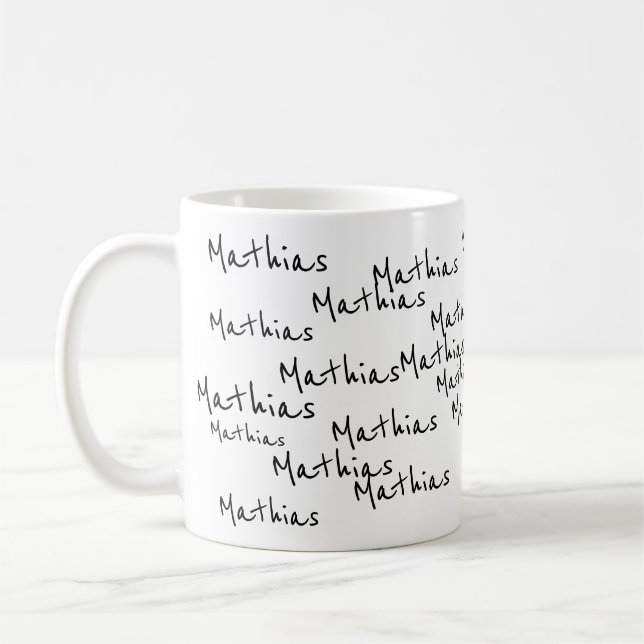 Mug vos propres noms de script noir en blanc (Gauche)