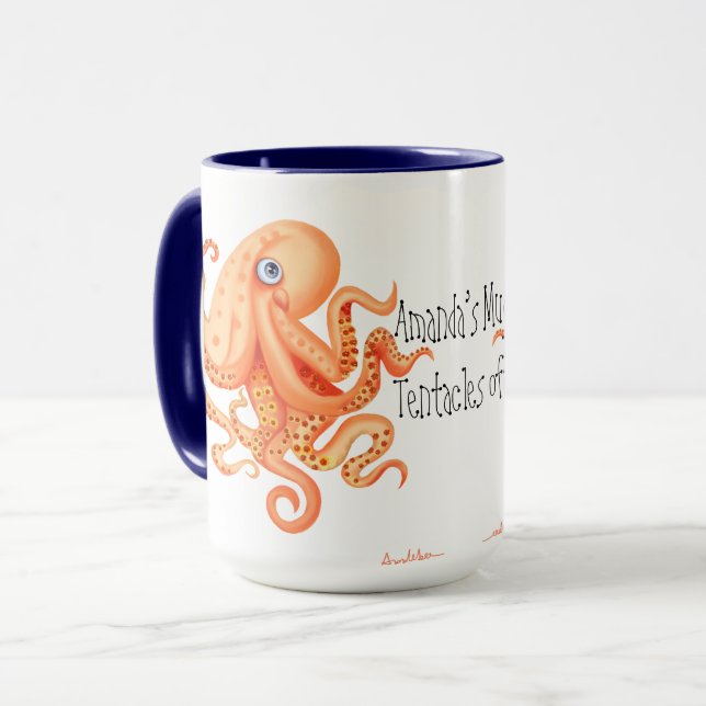 Mug Vos tentacules de pieuvre orange mignonne (Devant gauche)