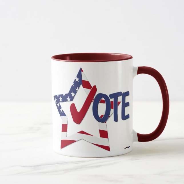 Mug Vote Coche Rouge avec Étoile du Drapeau Américain (Droite)