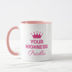 Mug Votre Altesse drôle rose princesse couronne coutur