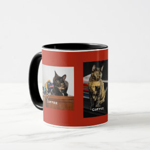 Mug Votre animal ou vos animaux 3 Photos, 3 Noms, Fond