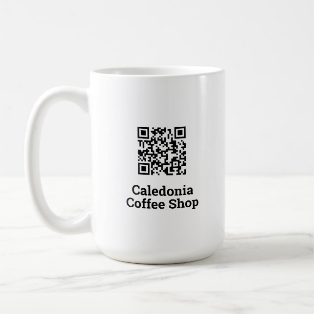 Mug Votre conception de code QR. Café (Gauche)