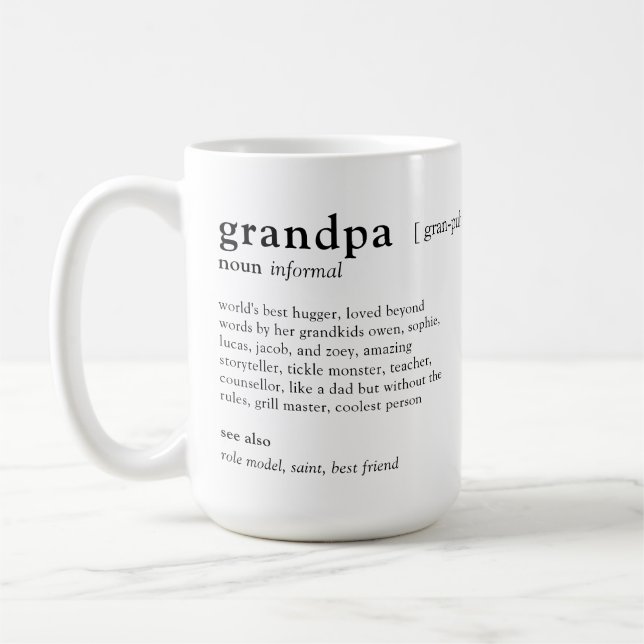 Mug Votre définition de grand-père Photo personnalisée (Gauche)