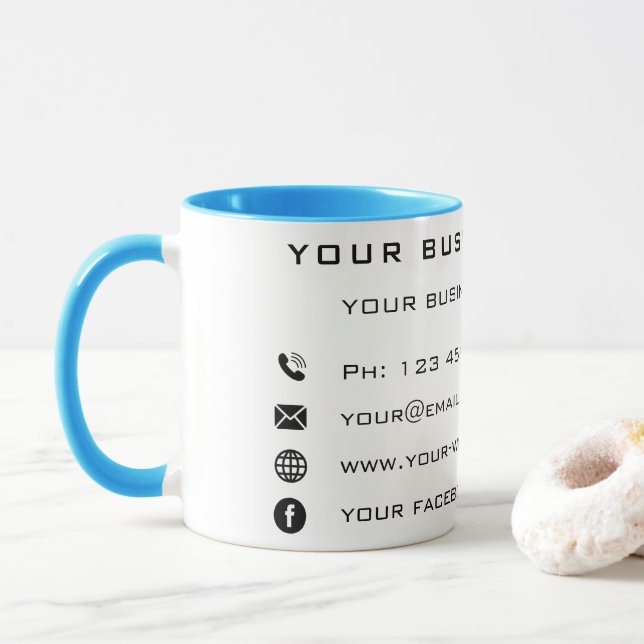 Mug Votre entreprise Nom de l'entreprise Site Web Soci (Avec donut)