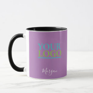 Mug Votre Logo/Art/Photo, Nom Script blanc, Lavande