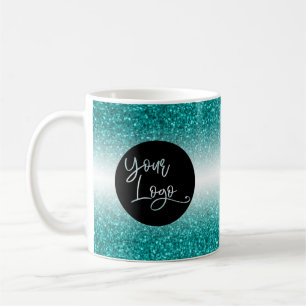 Mug Votre logo d'entreprise, Parties scintillant Turqu