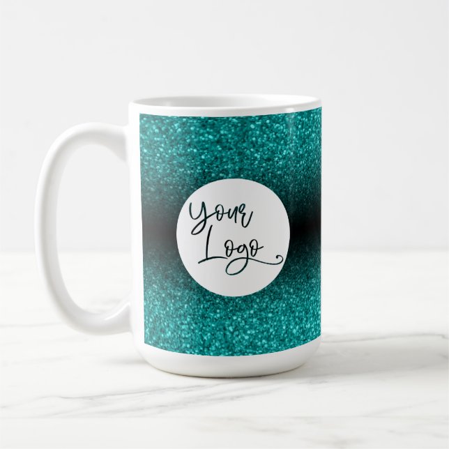 Mug Votre logo d'entreprise, Parties scintillant Turqu (Gauche)