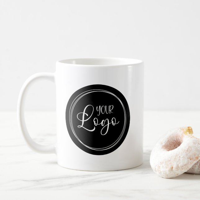 Mug Votre logo d'entreprise sur cercle noir (Avec donut)