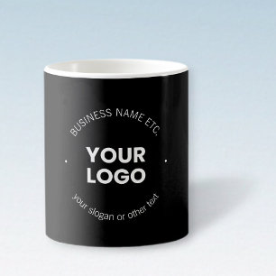Mug Votre logo d'entreprise & texte modifiable Noir